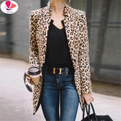 Blazer cu imprimeu leopard la modă, iarnă, haină pentru femei, haină cu mânecă lungă, sexy, pentru femei, sacouri, jachete, pentru birou, pentru femei, blazer, topuri, nou