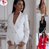 Γυναικεία Slim Blazers Φθινοπωρινό ανοιξιάτικο κοστούμι Γυναικείο κοστούμι γραφείου Γυναικείο κοστούμι Γυναικείο μαύρο επαγγελματικό μπλέιζερ με εγκοπή