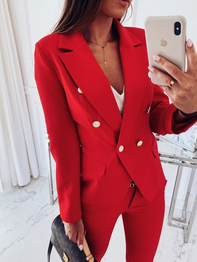 Γυναικεία Slim Blazers Φθινοπωρινό ανοιξιάτικο κοστούμι Γυναικείο κοστούμι γραφείου Γυναικείο κοστούμι Γυναικείο μαύρο επαγγελματικό μπλέιζερ με εγκοπή