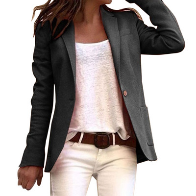 2023 Casual Slim Blazer Feminino Γυναικείες παλτό με ένα κουμπί επάνω Κοστούμι Office Lady Blazer Jacket Femme Open Stitch Streetwears