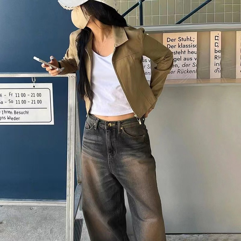 Y2K ženske korejske vintage ulične široke traperice s visokim strukom, ravne široke nogavice, traper hlače, vila, grunge, alternativna odjeća