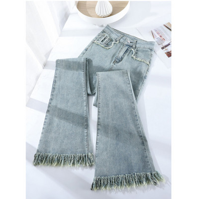 Κορεάτικη μόδα γυναικεία παντελόνια Vintage τζιν Γυναικεία ψηλόμεσα streetwear ίσιο τζιν Y2k γυναικεία ρούχα Flare τζιν μπλε