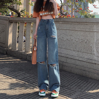 Baggy traperice Ženski traper visokog struka Y2k Ženske hlače Ravne traperice Newjeans Korejska modna ženska odjeća Vintage odjeća