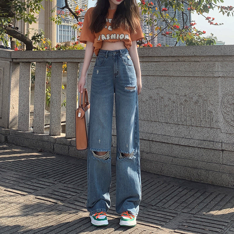 Baggy traperice Ženski traper visokog struka Y2k Ženske hlače Ravne traperice Newjeans Korejska modna ženska odjeća Vintage odjeća