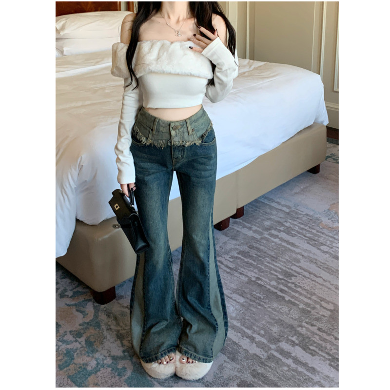 Ženska odjeća Flare Jeans Ženska korejska moda Ženske hlače Streetwear Ravne traperice Y2k Denim visokog struka Vintage Plave