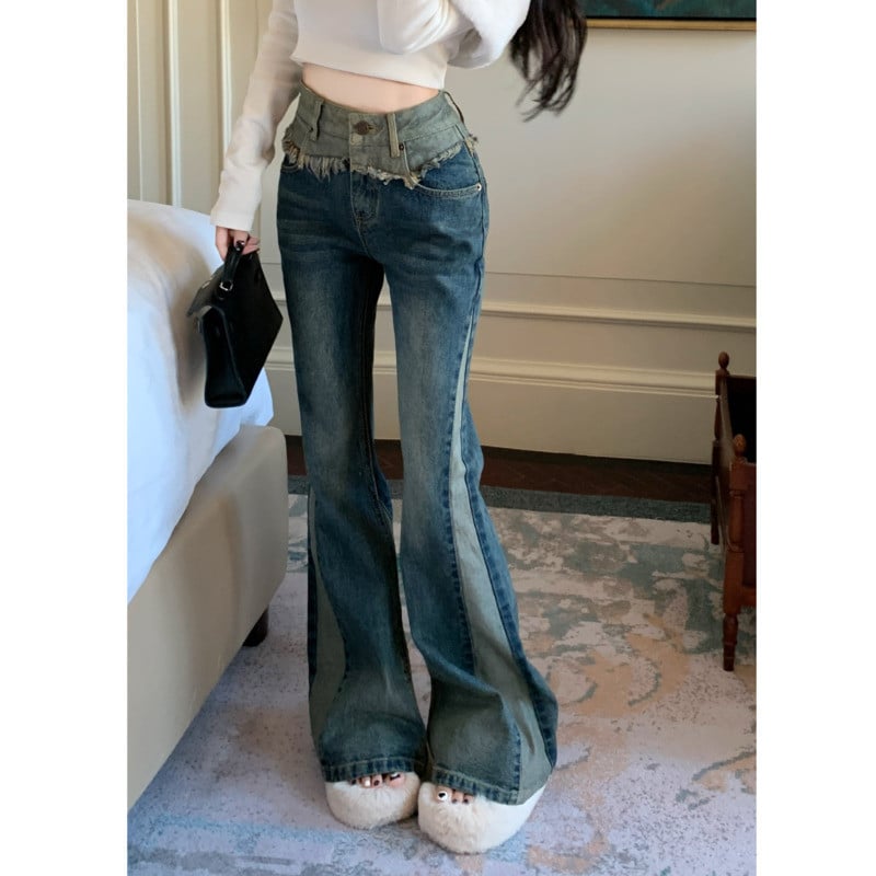 Ženska odjeća Flare Jeans Ženska korejska moda Ženske hlače Streetwear Ravne traperice Y2k Denim visokog struka Vintage Plave