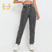 LEIJIJEANS Curvy Γυναικείο Γκρι Τζιν Ψηλόμεσο Μεγάλο Μέγεθος 100 Kgs Τζιν Τζιν Strechy 6XL Harem Ολόσωμο Χαλαρό Γυναικείο Τζιν