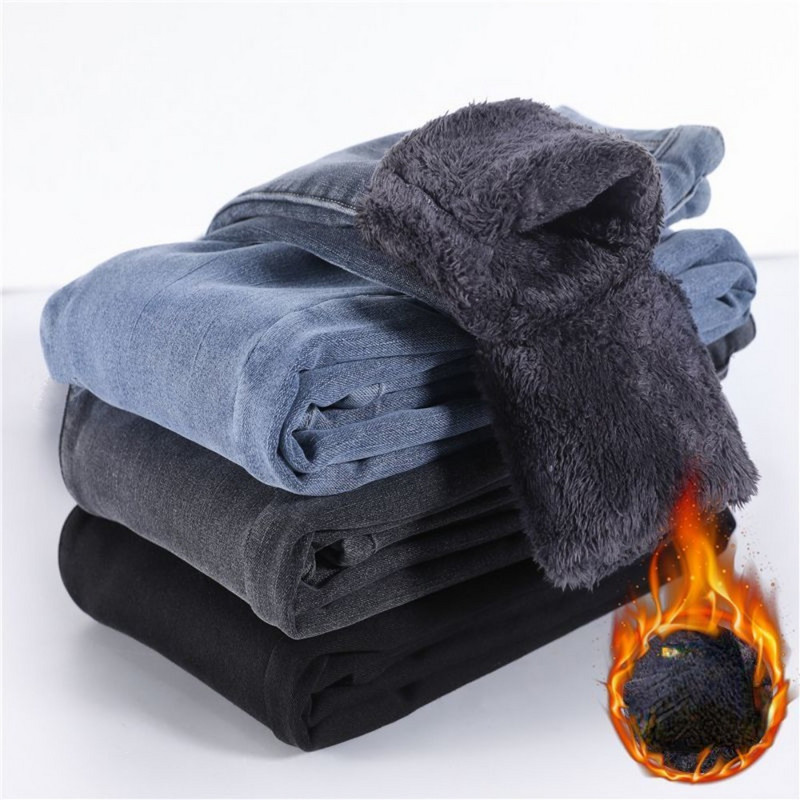 Ženske zimske traper hlače od flisa Skinny Keep Warm Plišane visoko rastezljive traperice Debele baršunaste pentil hlače Pune traperice Ženske