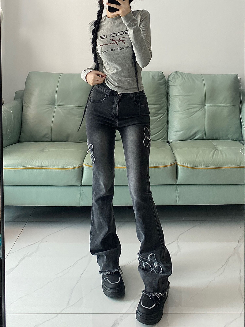 Ίσιο τζιν Γυναικείο τζιν ψηλόμεσο Κορεάτικη μόδα Streetwear Γυναικεία Ρούχα Y2k Γυναικεία τζιν 2023 Trend Pants Flare