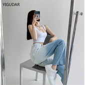 Ženske traperice Gradient traperice širokih nogavica za žene visokog struka Ženske hlače Plave ravne traperice široke traperice poderane ženske y2k traperice