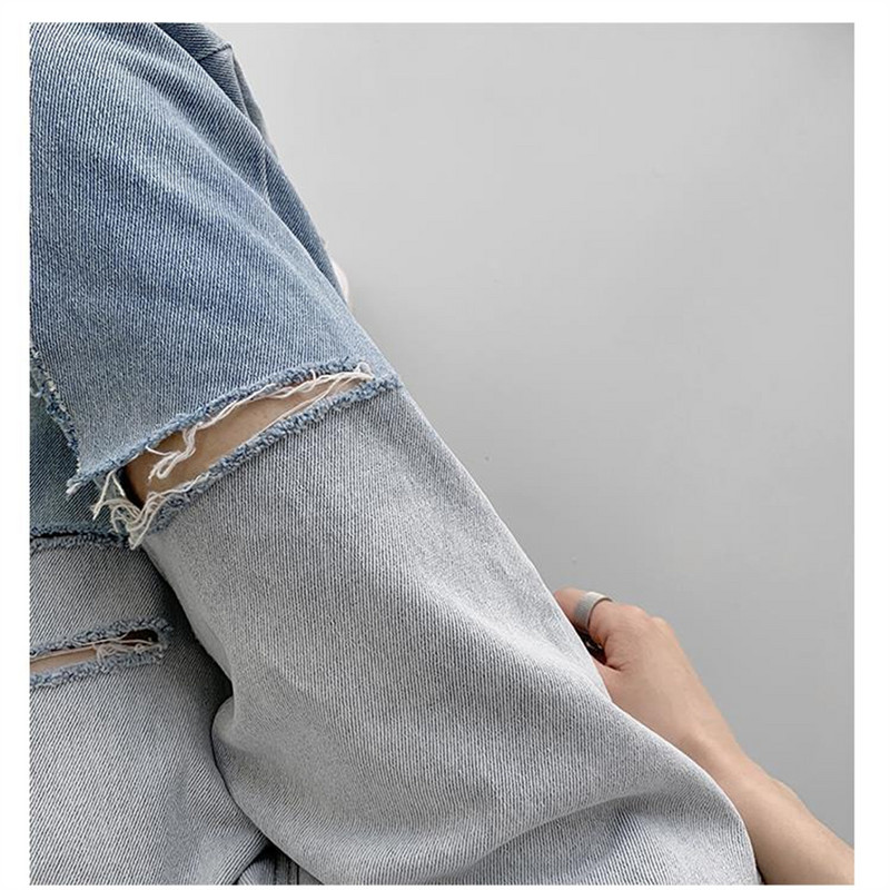 Ženske traperice Gradient traperice širokih nogavica za žene visokog struka Ženske hlače Plave ravne traperice široke traperice poderane ženske y2k traperice