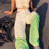 Hlače širokih nogavica u postupnim bojama Ženske traperice Jesen Zima Traper hlače ravnih nogavica visokog struka Jesen 2022. Ležerna odjeća za visoke ulice