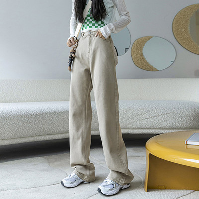 Πράσινο γυναικείο τζιν ψηλόμεσο φαρδύ ίσιο πόδι Femme Jean 2023 Άνοιξη Μόδα Y2k Casual Streetwear Γυναικείο Παντελόνι Φαρδύ παντελόνι