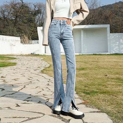 ZOENOVA Ženske traperice s niskim strukom, uske visoke elastične traperice za ženske hlače 2022. Korejske modne denim traper hlače