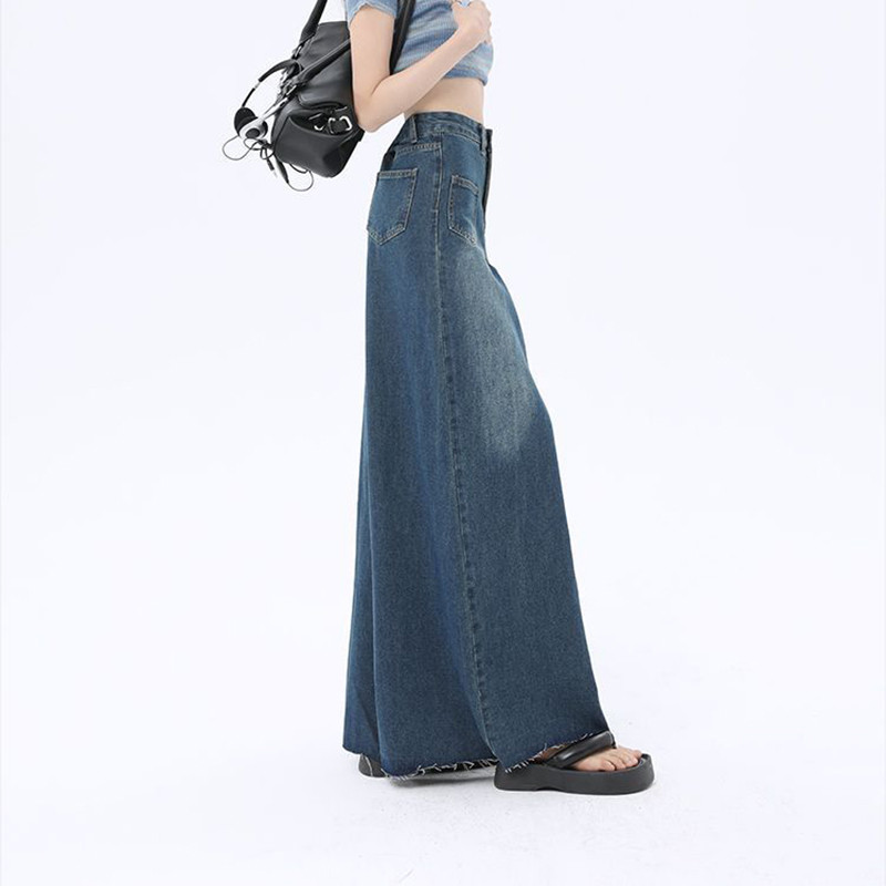 Negabaritinės laisvos plačios džinsai Moteriški Retro aukšto juosmens laisvalaikio kelnės Madingi gatvės drabužiai Solid All Match tiesios džinsinės kelnės