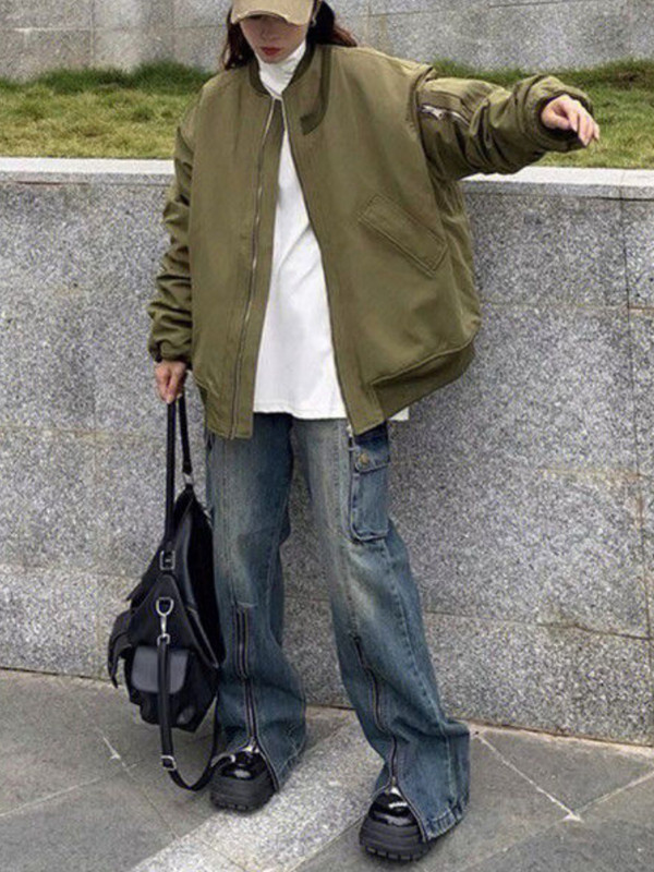 Punk modna ulična odjeća s patentnim zatvaračima i džepovima Y2k hlače visokog struka široke široke traperice za žene 2023. proljeće Harajuku Grunge pantalone