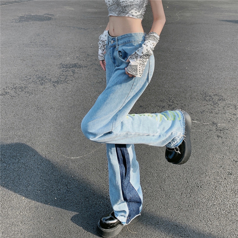 Blugi de femeie cu talie înaltă, îmbrăcăminte hip hop, pantaloni largi, vintage, cu picioare largi, ocazional, pantaloni drepti din denim de vară 2022