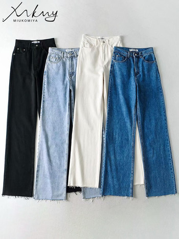 MiuKoMiYa Straight Jeans Γυναικεία Ψηλόμεση Streetwear Ανοιχτό μπλε Boyfriend τζιν παντελόνι Γυναικείο φαρδύ λευκό τζιν για γυναίκες 2023