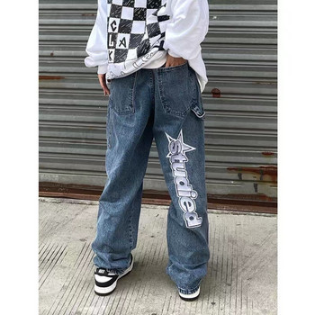 Y2K Γυναικεία Κορεάτικη μόδα Streetwear Casual Letter print ίσιο παντελόνι φαρδύ παντελόνι τζιν Ανδρικά χαμηλά τζιν ρούχα