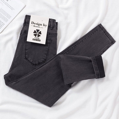 Γυναικεία τζιν Βαμβακερά μασίφ γυναικεία μολύβι παντελόνια στενή λεπτή εφαρμογή ψηλή μέση All-match ελαστικό κομψό casual streetwear Chic νέο