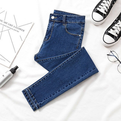 Γυναικεία τζιν Βαμβακερά μασίφ γυναικεία μολύβι παντελόνια στενή λεπτή εφαρμογή ψηλή μέση All-match ελαστικό κομψό casual streetwear Chic νέο