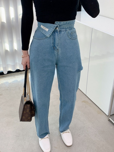 Τζιν Γυναικεία 2023 Νέο προϊόν Σχεδιασμός Sense Εξάρθρωση Διπλή μέση Casual Loose Τύπος Φαρδύ Παντελόνι Τζιν Κορεατικής μόδας