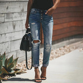 Nove ženske hlače iz 2023. Poderane hlače visokog struka, rastezljive, uske, ležerne, mršave, ulične, ulične, starinske ženske traperice