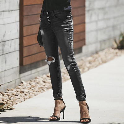 Nove ženske hlače iz 2023. Poderane hlače visokog struka, rastezljive, uske, ležerne, mršave, ulične, ulične, starinske ženske traperice