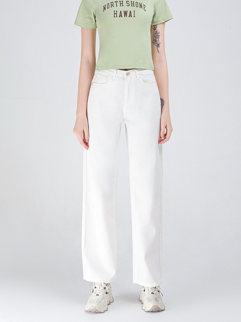 ZHISILAO Nove bijele traperice širokih nogavica Ženske vintage široke ravne traper hlače Ljeto 2022. Traperice visokog struka