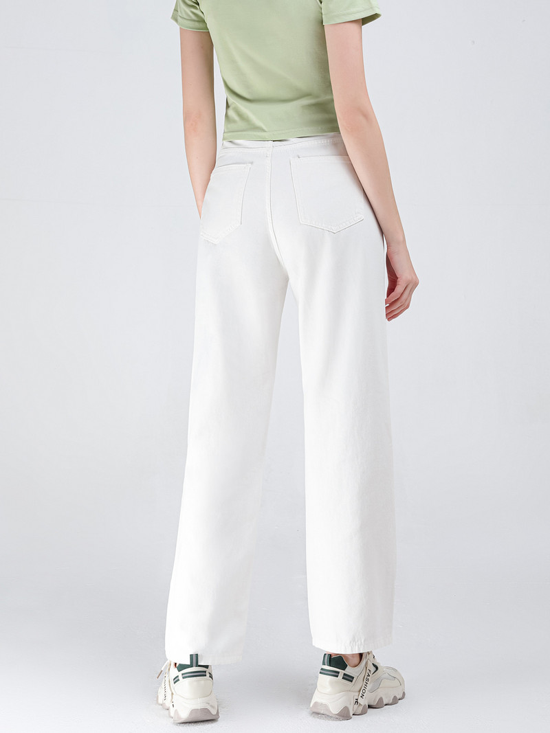 ZHISILAO Nove bijele traperice širokih nogavica Ženske vintage široke ravne traper hlače Ljeto 2022. Traperice visokog struka