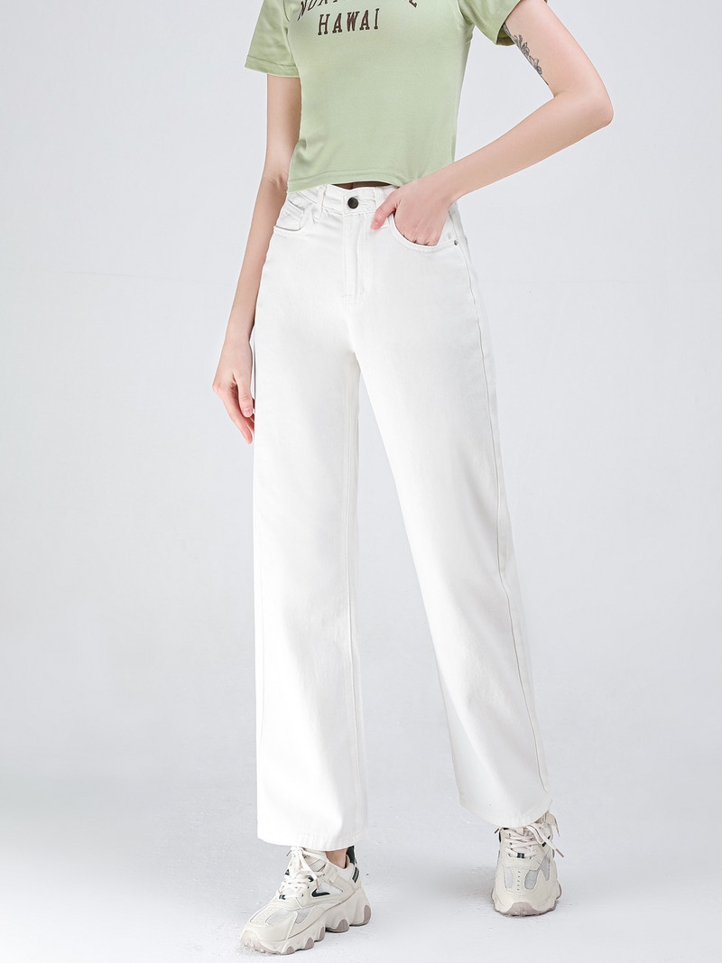 ZHISILAO Nove bijele traperice širokih nogavica Ženske vintage široke ravne traper hlače Ljeto 2022. Traperice visokog struka