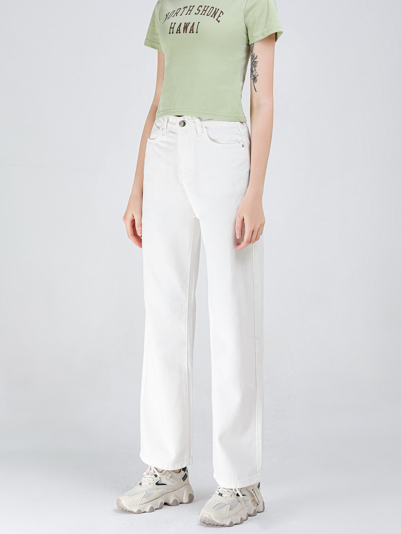 ZHISILAO Nove bijele traperice širokih nogavica Ženske vintage široke ravne traper hlače Ljeto 2022. Traperice visokog struka