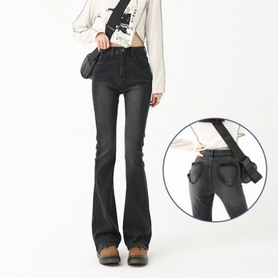 Heart Vintage sive lepršave traperice Ženske ljetne traperice Street Stretch Harajuku hlače visokog struka s resicama