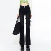 Šipkaste traperice na vezanje Ženske ljetne crne vintage uske hlače visokog struka Traper hlače Ulična odjeća Korejska moda Y2K