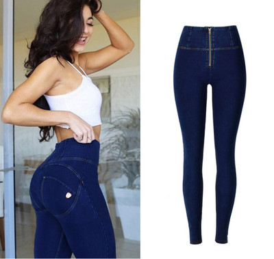 Magas derekú Push Up Farmer Női Utcai ruházat Skinny Farmer Nadrág Kék Stretch Spandex Ceruza Jeggings Tréningruha Spodnie Damskie