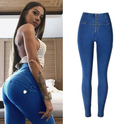 Magas derekú Push Up Farmer Női Utcai ruházat Skinny Farmer Nadrág Kék Stretch Spandex Ceruza Jeggings Tréningruha Spodnie Damskie