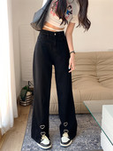 Široke hlače Ženske traperice visokog struka Ulična odjeća Korejska moda Ravne široke hlače Ženske traper hlače