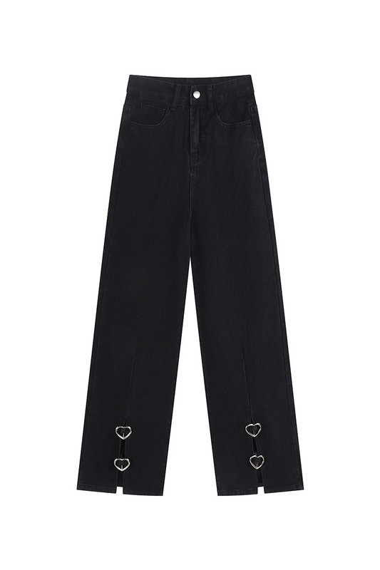 Široke hlače Ženske traperice visokog struka Ulična odjeća Korejska moda Ravne široke hlače Ženske traper hlače