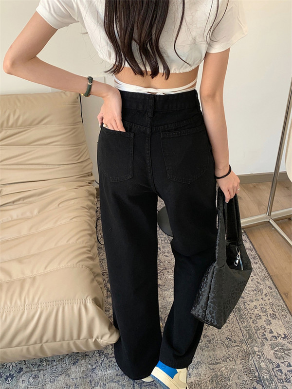 Široke hlače Ženske traperice visokog struka Ulična odjeća Korejska moda Ravne široke hlače Ženske traper hlače