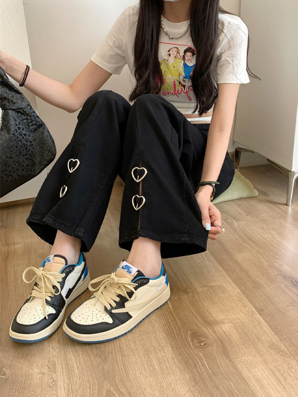 Široke hlače Ženske traperice visokog struka Ulična odjeća Korejska moda Ravne široke hlače Ženske traper hlače