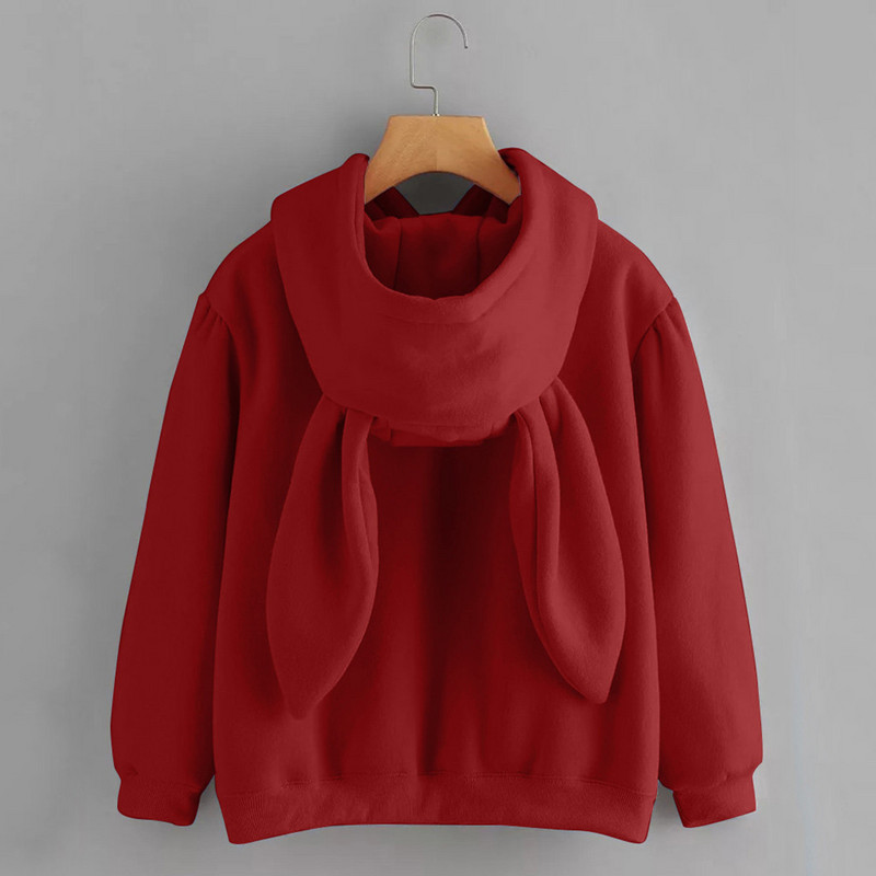 Harajuku Ženske majice s kapuljačom dugih rukava Pulover s izvezenim zecom Jesenski džemper s lijepim zečjim ušima Tolstovka Ženska