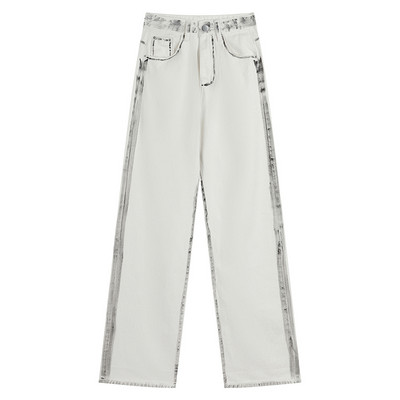 Korejske široke traperice do struka za žene Modne ravne hlače širokih nogavica 2022. Crne bijele traper hlače Y2k Ulična odjeća Ženska