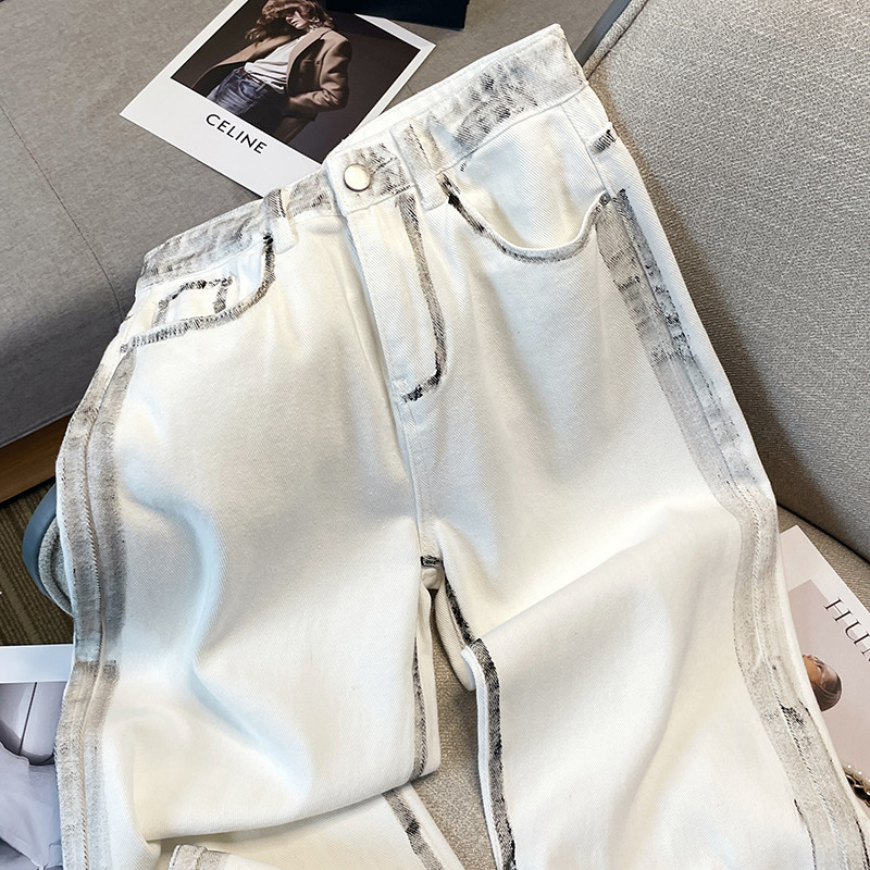 Korejske široke traperice do struka za žene Modne ravne hlače širokih nogavica 2022. Crne bijele traper hlače Y2k Ulična odjeća Ženska