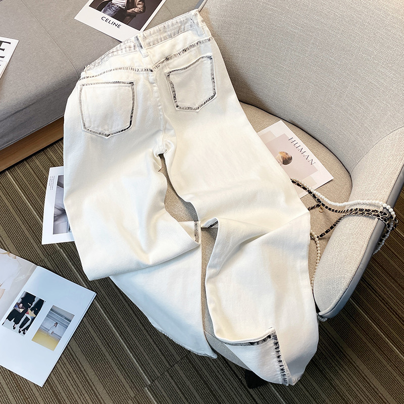 Korejske široke traperice do struka za žene Modne ravne hlače širokih nogavica 2022. Crne bijele traper hlače Y2k Ulična odjeća Ženska