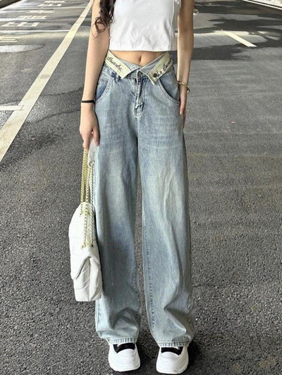 Hlače visokog struka širokih nogavica Trend proljeće ljeto široke ravne traperice za žene Y2k Streetwear Ležerne traper hlače duge hlače