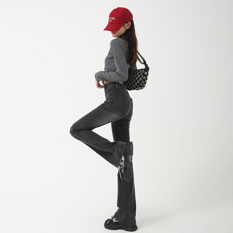 Traper hlače s visokim strukom Ženske ljetne uske uske traperice Ležerna vintage ulična odjeća Korejska Y2K modna plava