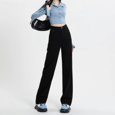 Ravne traperice širokih nogavica Ženske ljetne klasične retro široke traper hlače visokog struka pune dužine Ulična odjeća Ležerna moda