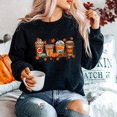 Cămașă cu cafea de toamnă Tricou drăguț de toamnă Cămașă cu condimente de dovleac de Halloween Pulover de toamnă pentru femei Este sezonul Tricou pentru petrecere de Halloween