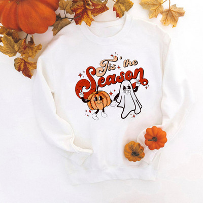 Cămașă cu cafea de toamnă Tricou drăguț de toamnă Cămașă cu condimente de dovleac de Halloween Pulover de toamnă pentru femei Este sezonul Tricou pentru petrecere de Halloween