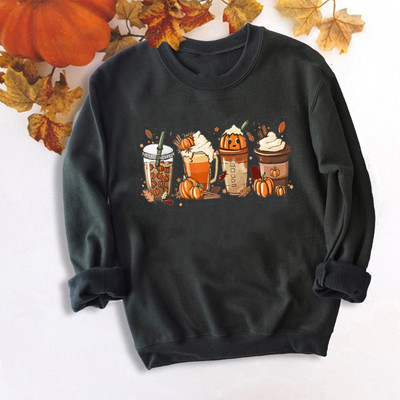 Cămașă cu cafea de toamnă Tricou drăguț de toamnă Cămașă cu condimente de dovleac de Halloween Pulover de toamnă pentru femei Este sezonul Tricou pentru petrecere de Halloween